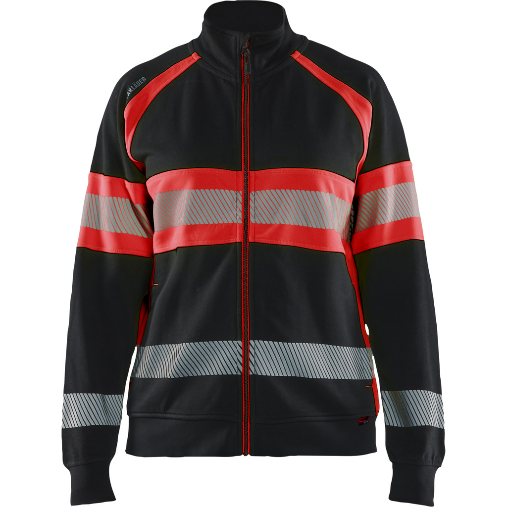 Blaklader High Vis Ladies Sweatshirt, Black/High Vis Red