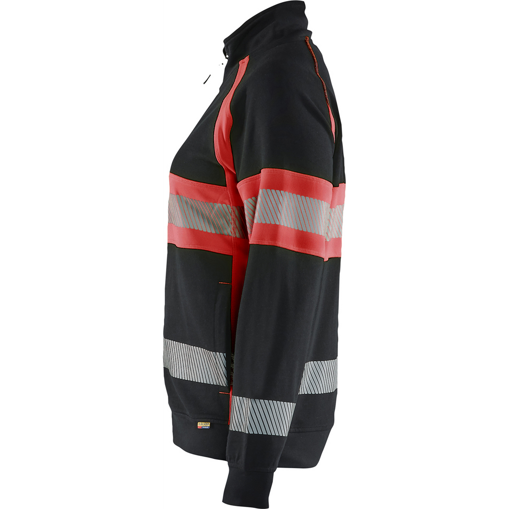 Blaklader High Vis Ladies Sweatshirt, Black/High Vis Red (3)