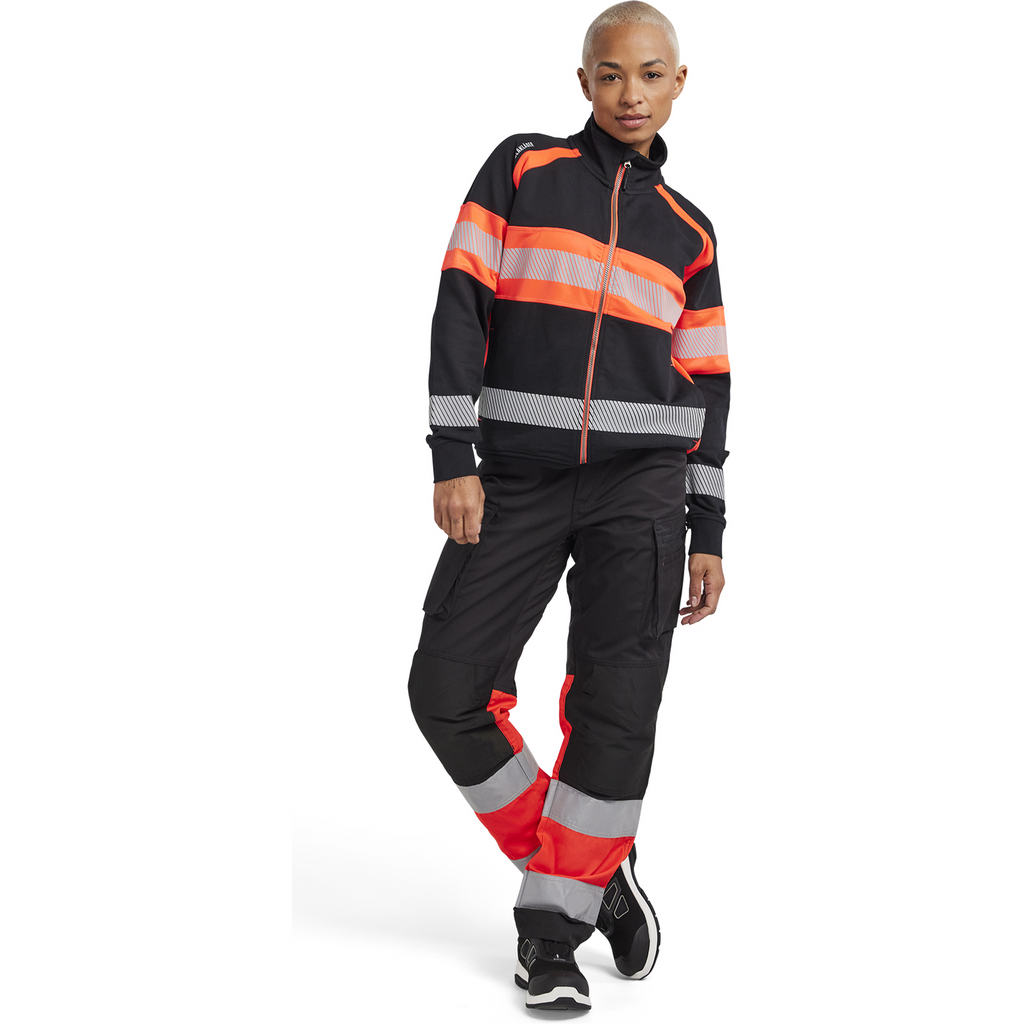 Blaklader High Vis Ladies Sweatshirt, Black/High Vis Red (5)