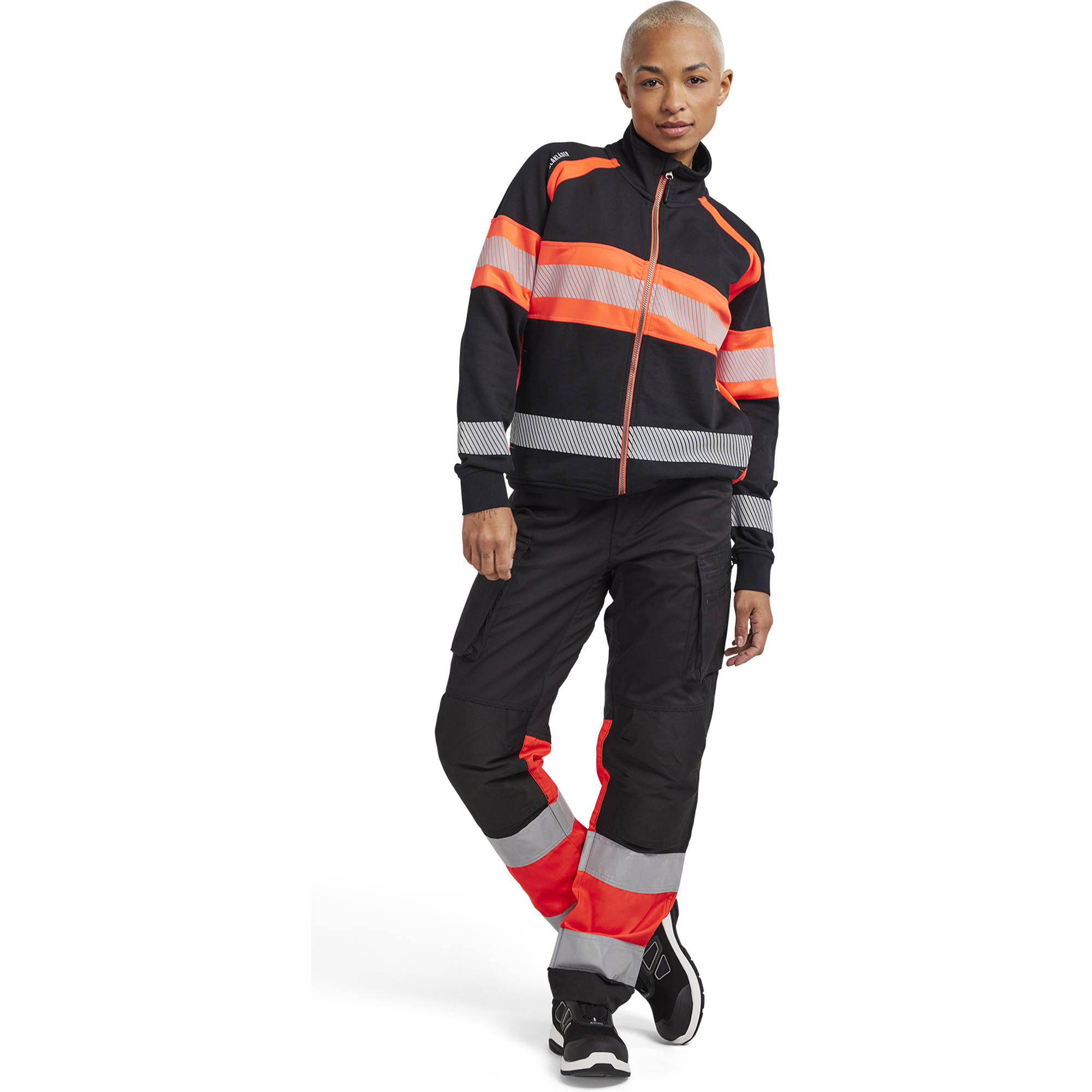 Blaklader High Vis Ladies Sweatshirt, Black/High Vis Red (5)