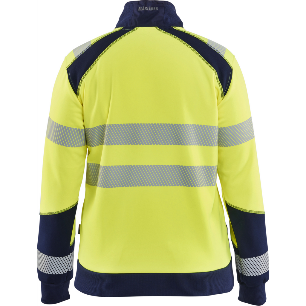 Blaklader High Vis Ladies Full Zip Sweatshirt, Yellow/Navy Blue (4)