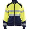 Blaklader High Vis Ladies Full Zip Sweatshirt, Yellow/Navy Blue