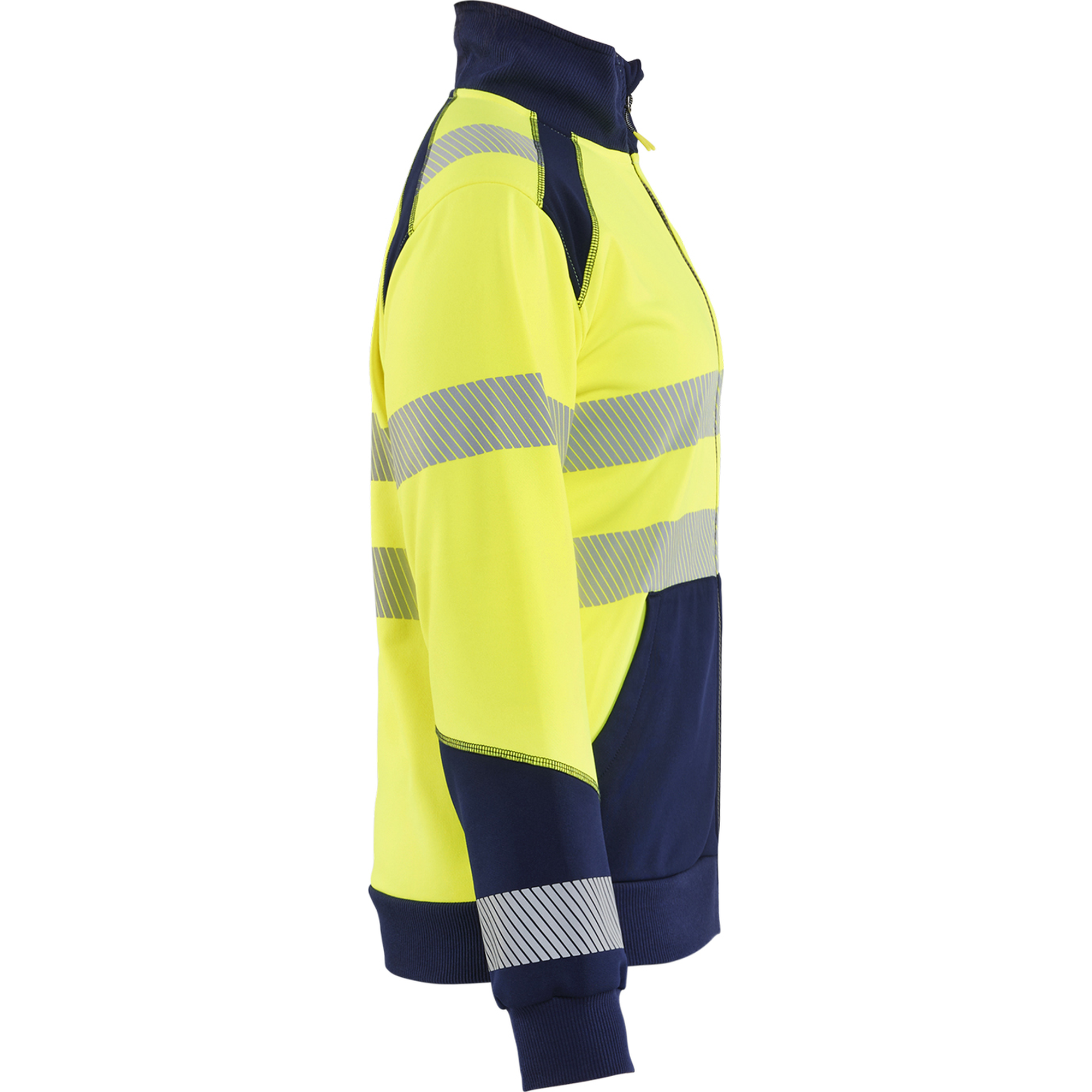 Blaklader High Vis Ladies Full Zip Sweatshirt, Yellow/Navy Blue (2)