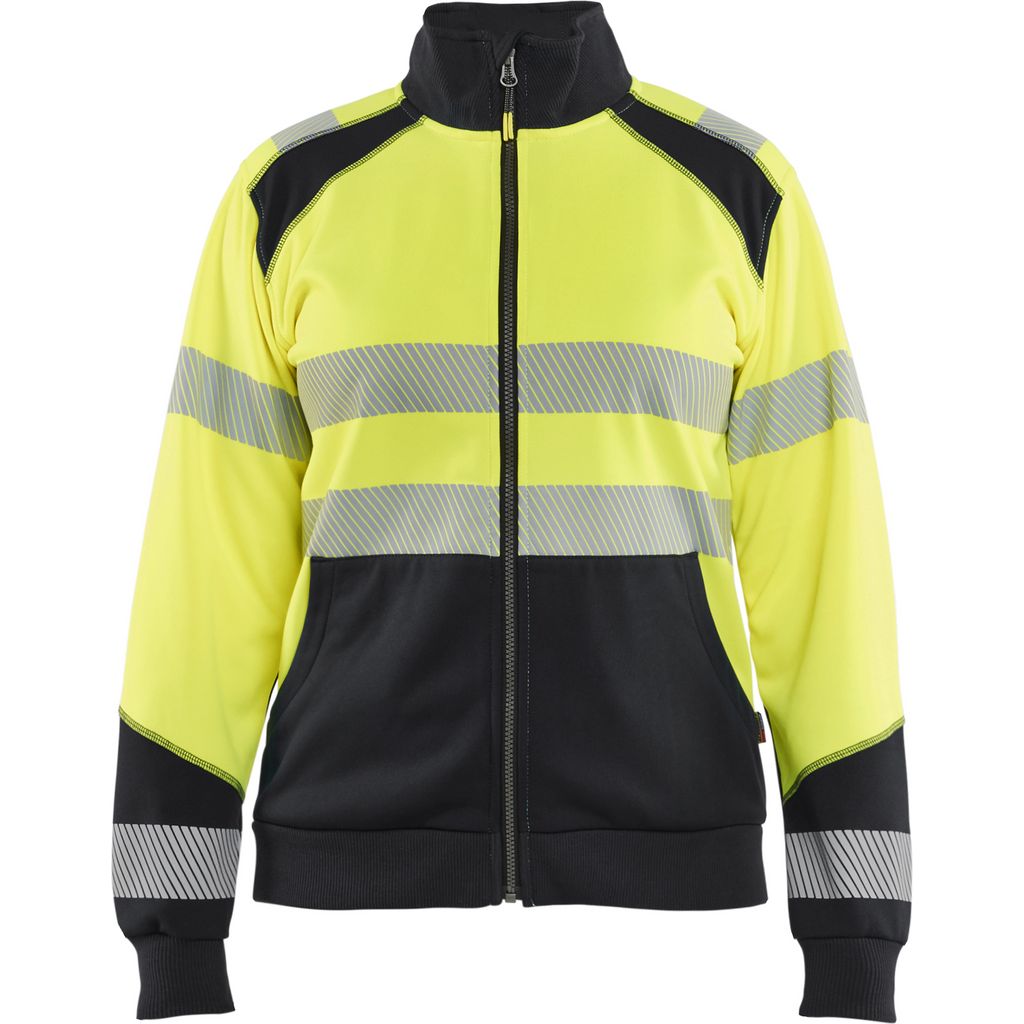 Blaklader High Vis Ladies Zip Sweatshirt, Yellow/Black