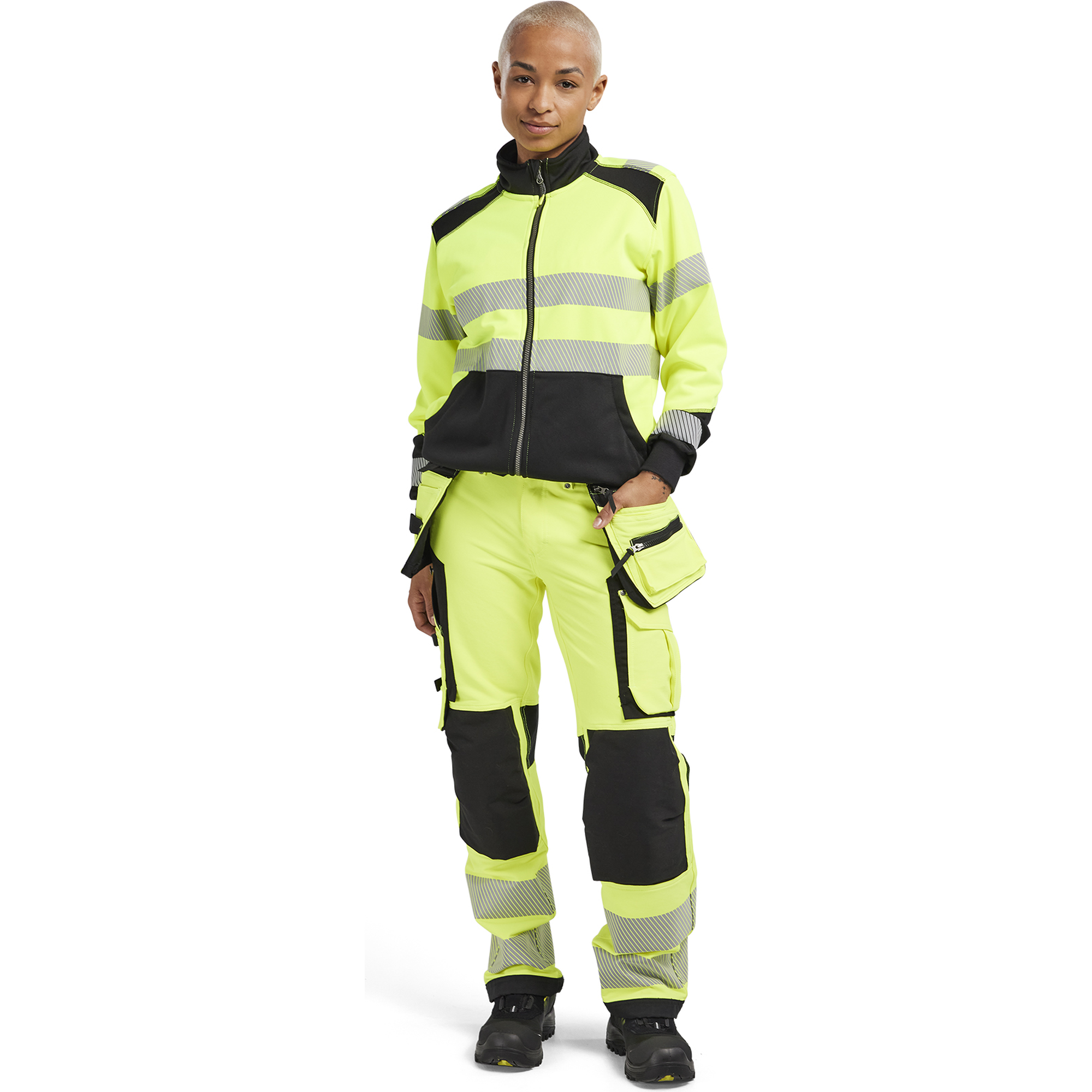 Blaklader High Vis Ladies Zip Sweatshirt, Yellow/Black (5)