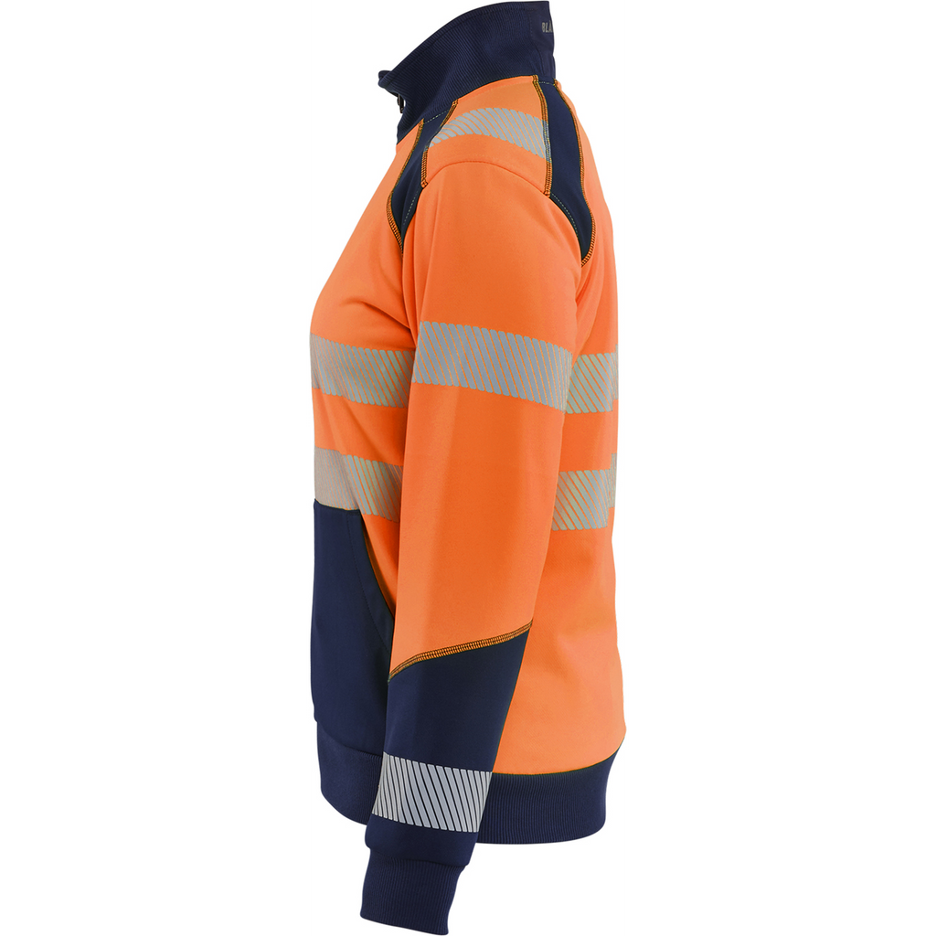 Blaklader High Vis Ladies Zip Sweatshirt, Orange/Navy Blue (3)