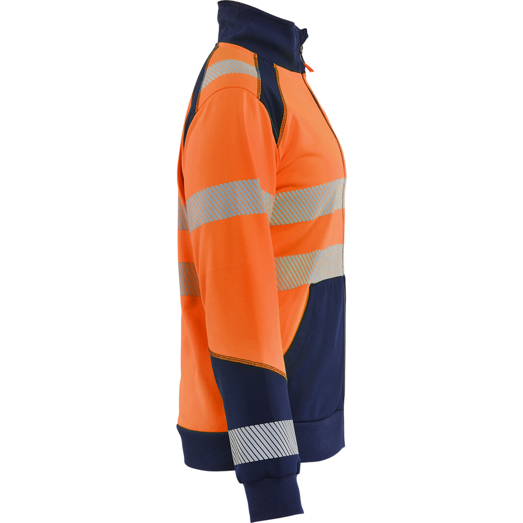 Blaklader High Vis Ladies Zip Sweatshirt, Orange/Navy Blue (2)
