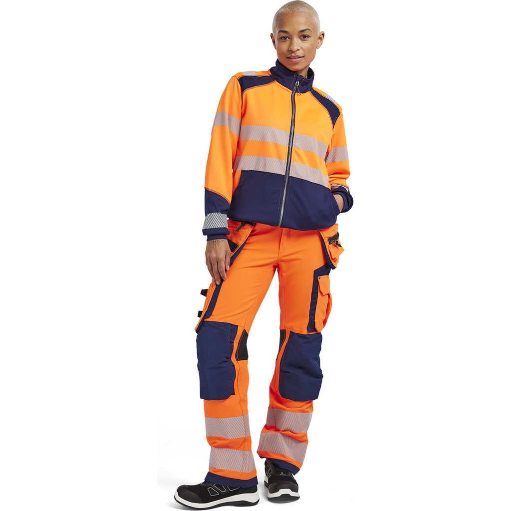 Blaklader High Vis Ladies Zip Sweatshirt, Orange/Navy Blue (5)