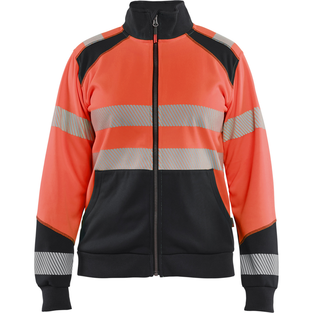 Blaklader High Vis Ladies Zip Sweatshirt, Red/Black