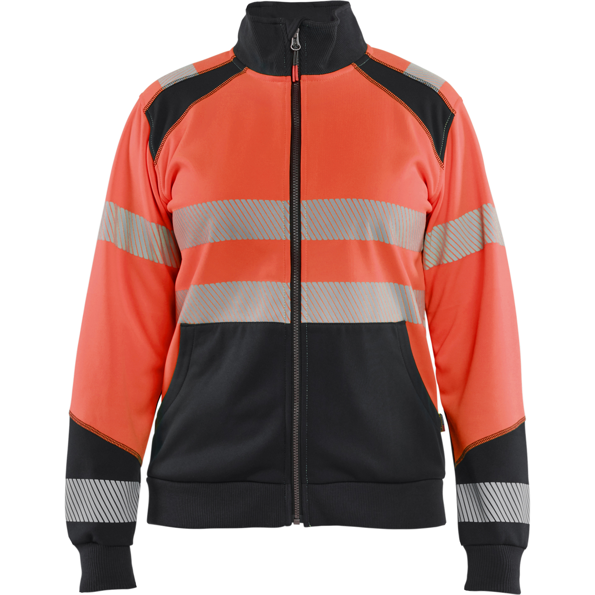 Blaklader High Vis Ladies Zip Sweatshirt, Red/Black