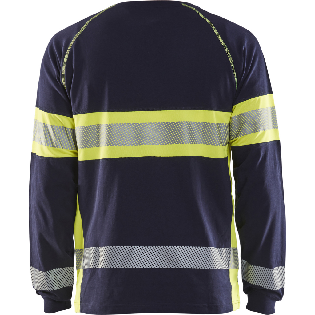 Blaklader High Vis Long Sleeve Shirt, Navy Blue/Yellow (4)