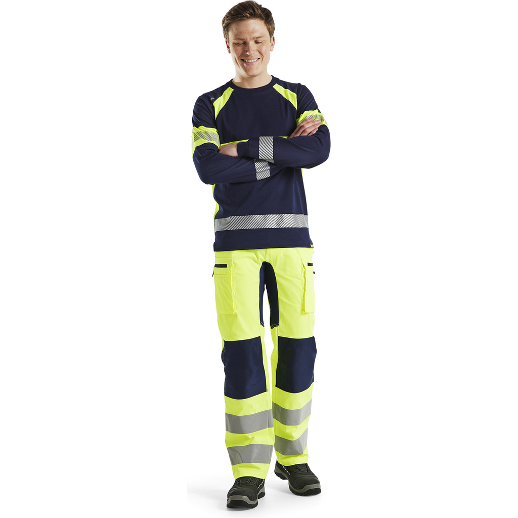Blaklader High Vis Long Sleeve Shirt, Navy Blue/Yellow (5)