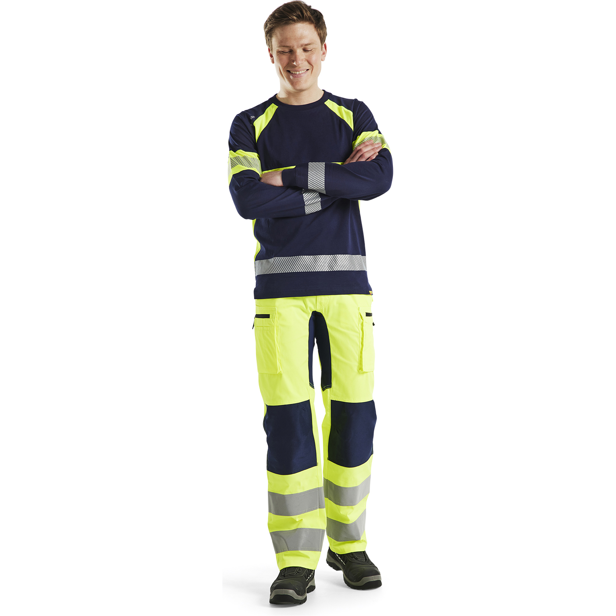 Blaklader High Vis Long Sleeve Shirt, Navy Blue/Yellow (5)