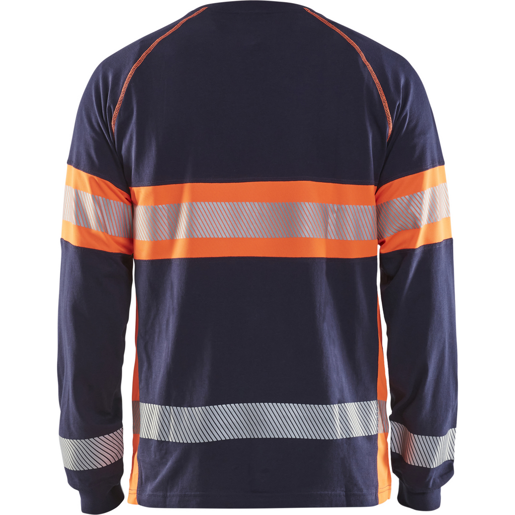 Blaklader Long Sleeve High Vis Shirt, Navy Blue/Orange (4)