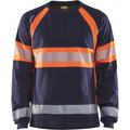 Blaklader Long Sleeve High Vis Shirt, Navy Blue/Orange