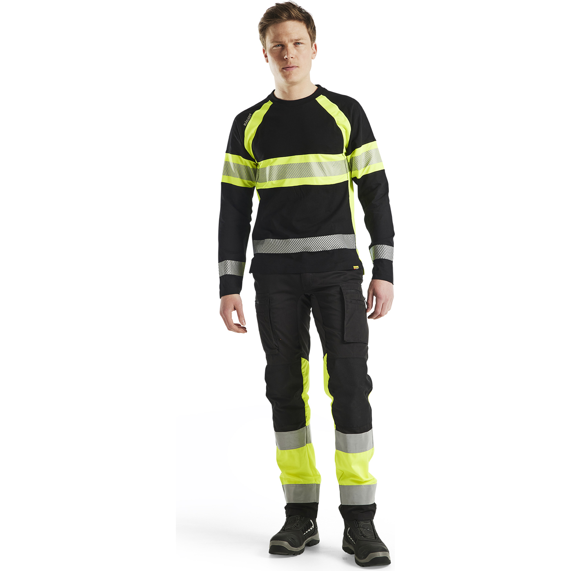 Blaklader Long Sleeve High Vis Shirt, Black/Yellow (5)