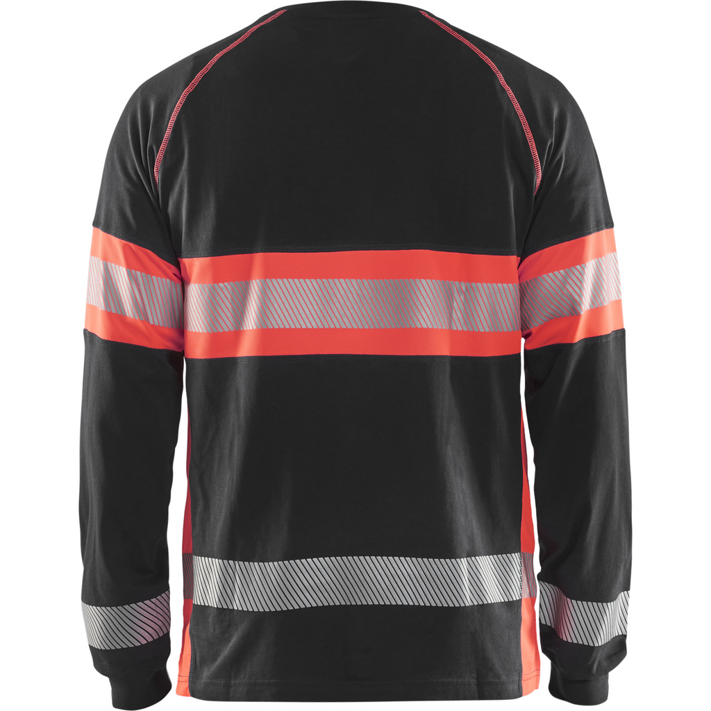 Blaklader Long Sleeve High Vis Shirt, Black/High Vis Red (4)