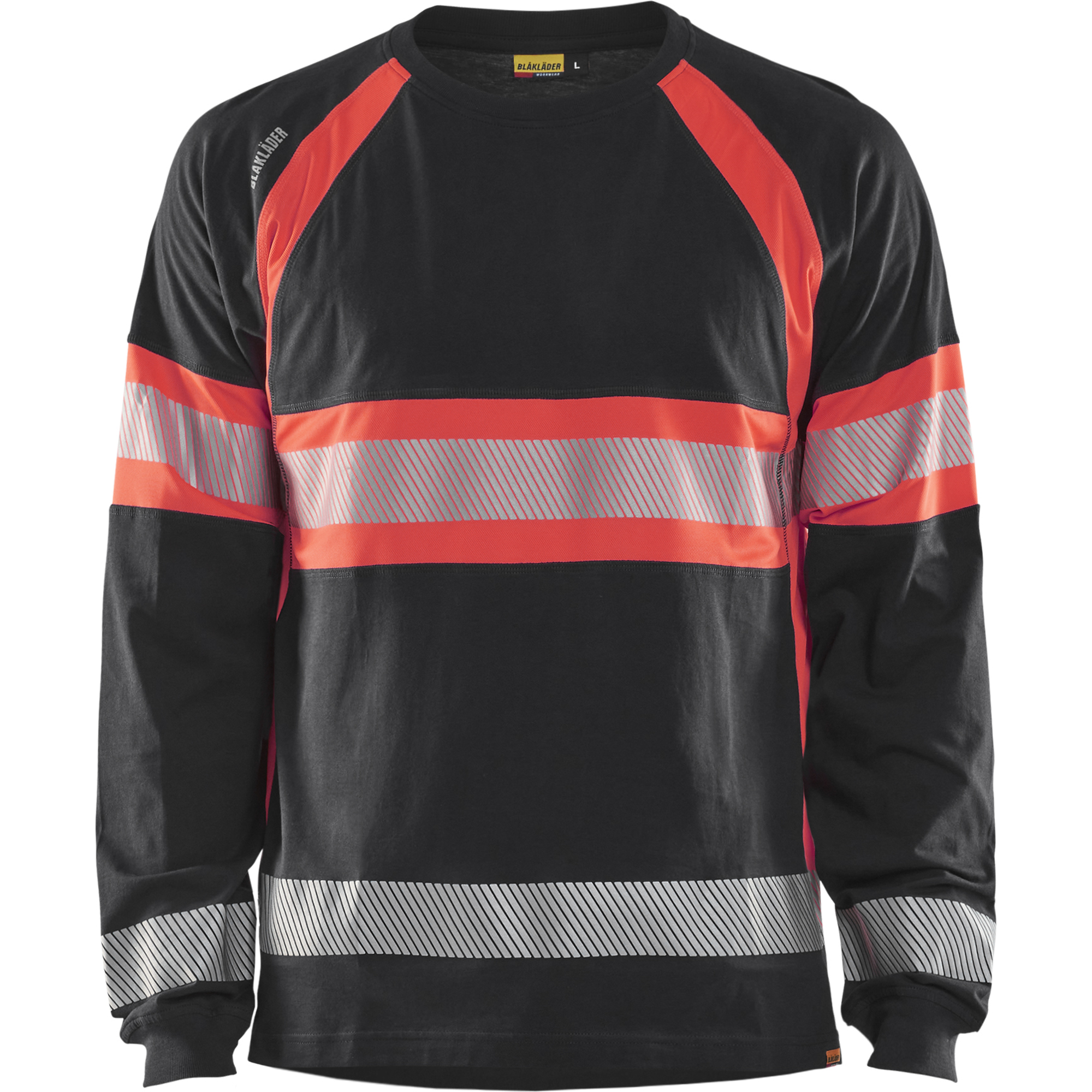 Blaklader Long Sleeve High Vis Shirt, Black/High Vis Red