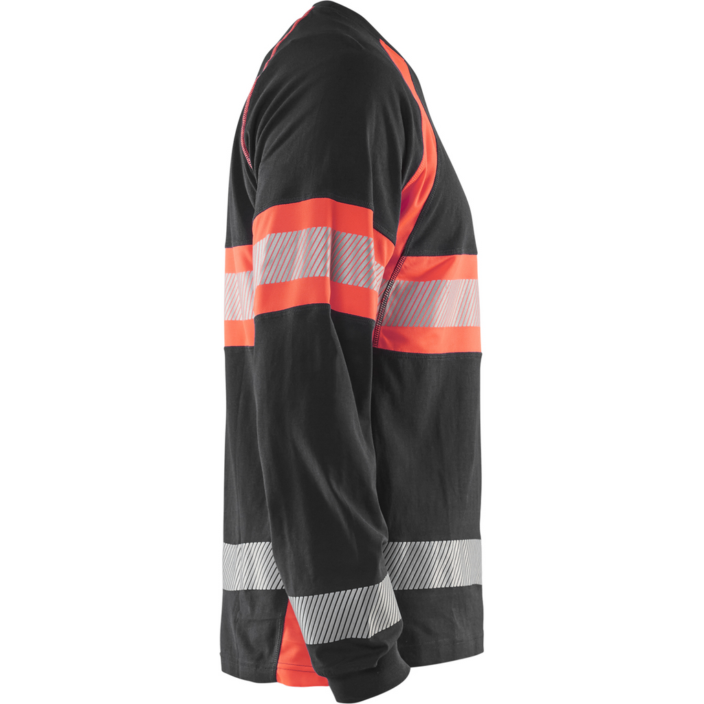 Blaklader Long Sleeve High Vis Shirt, Black/High Vis Red (2)