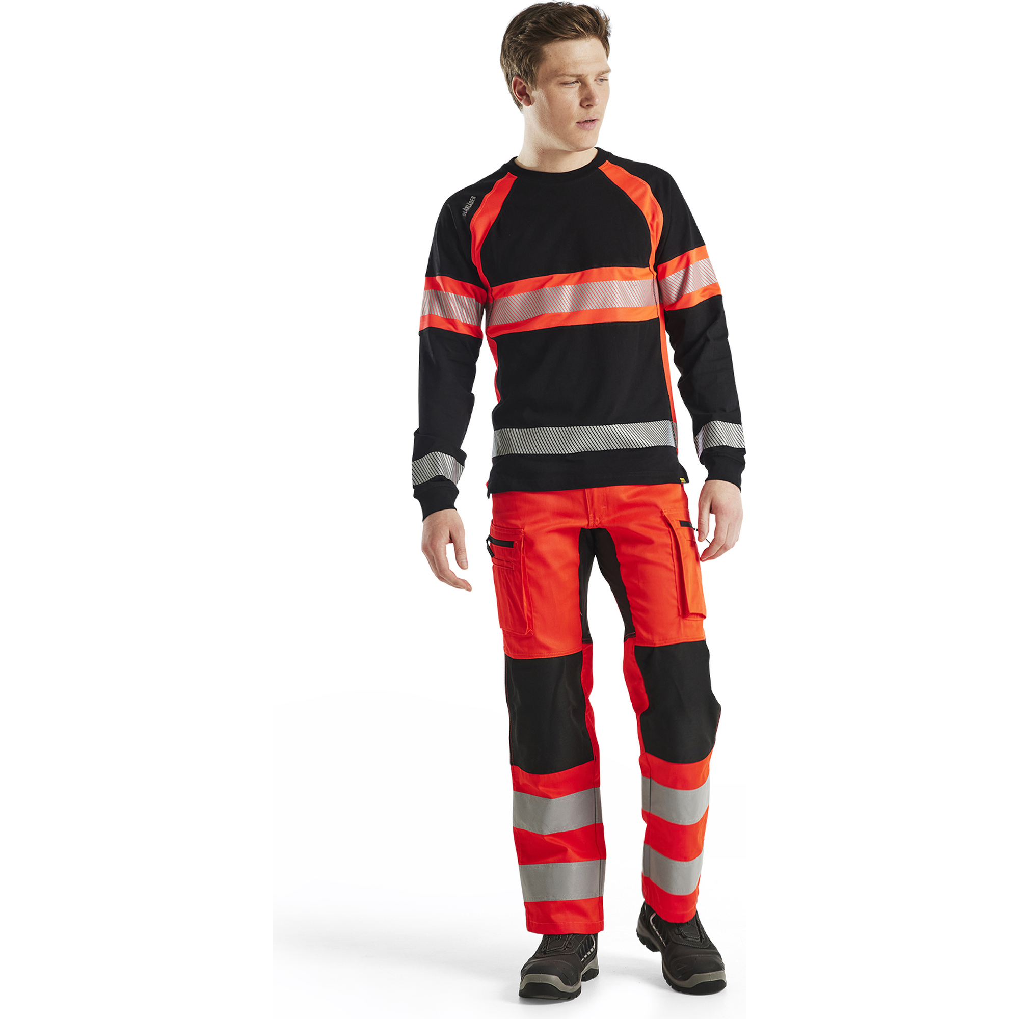 Blaklader Long Sleeve High Vis Shirt, Black/High Vis Red (5)