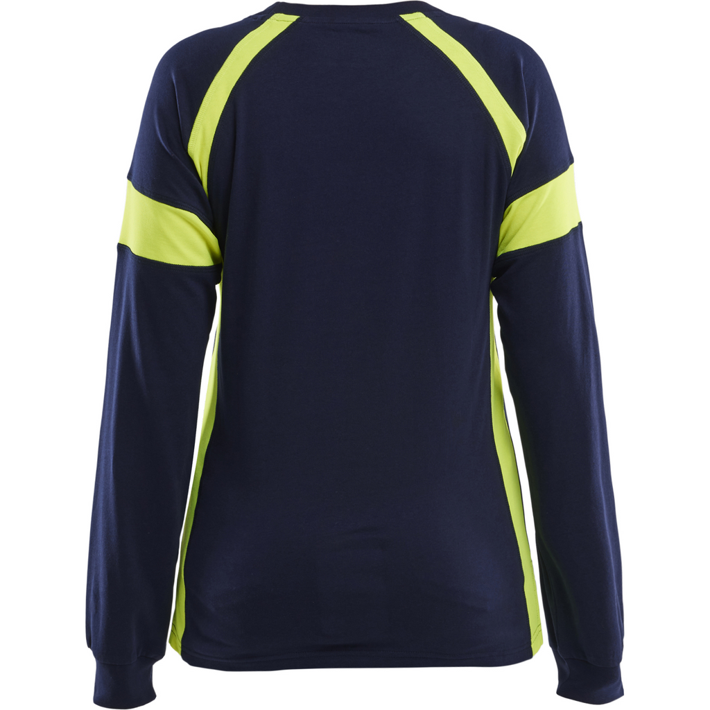 Blaklader High Vis Women's Long Sleeve T-Shirt, Navy Blue/Yellow (4)