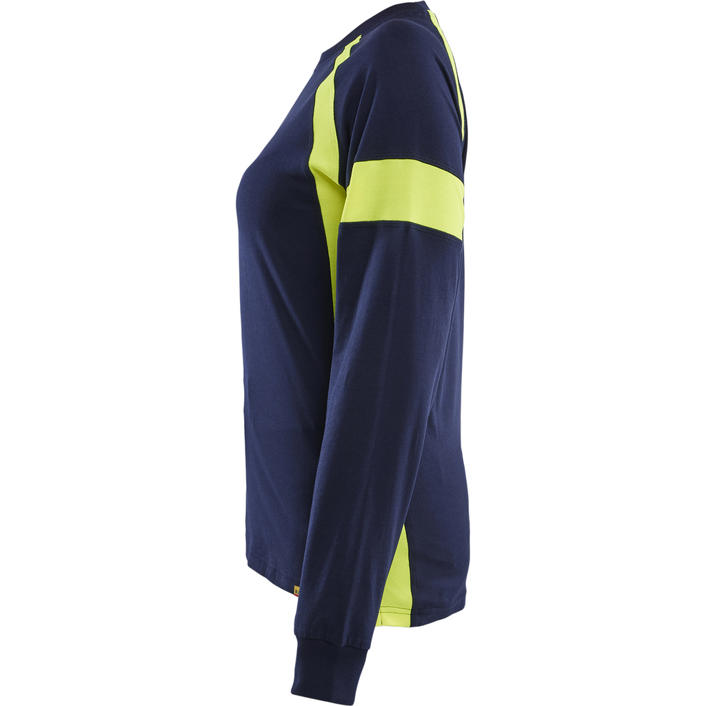 Blaklader High Vis Women's Long Sleeve T-Shirt, Navy Blue/Yellow (3)