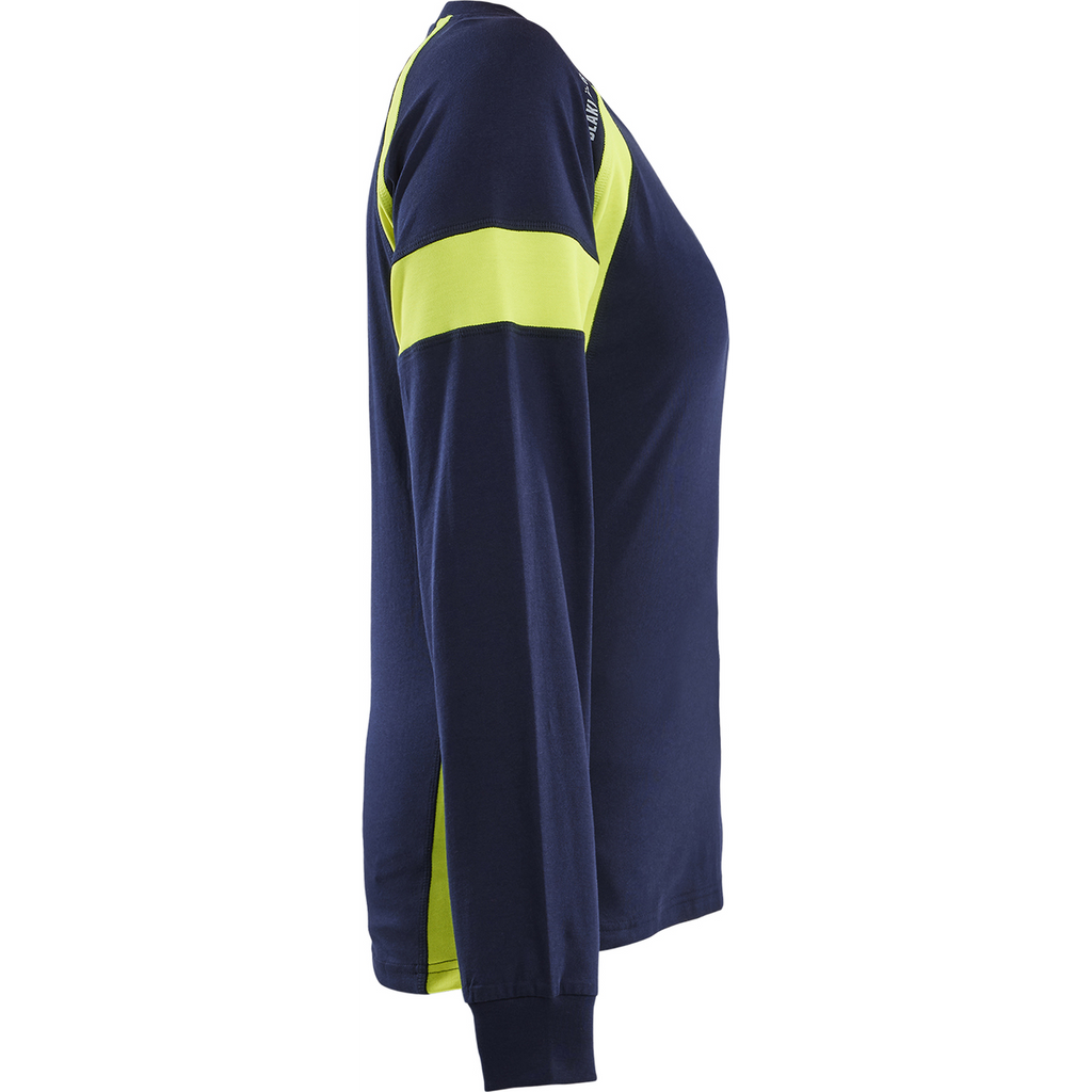 Blaklader High Vis Women's Long Sleeve T-Shirt, Navy Blue/Yellow (2)