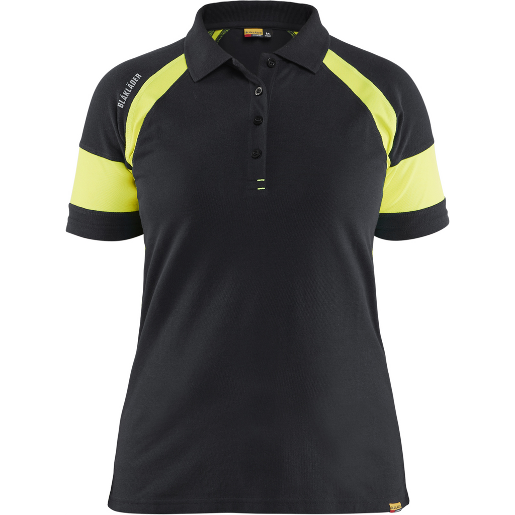 Blaklader High Vis Ladies Polo Shirt, Black/Yellow