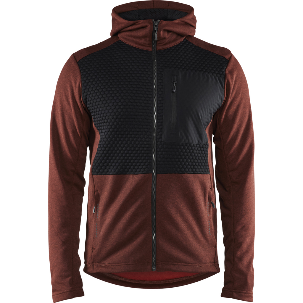 Blaklader Hooded Sweatshirt with Zipper, Rust Red/Black