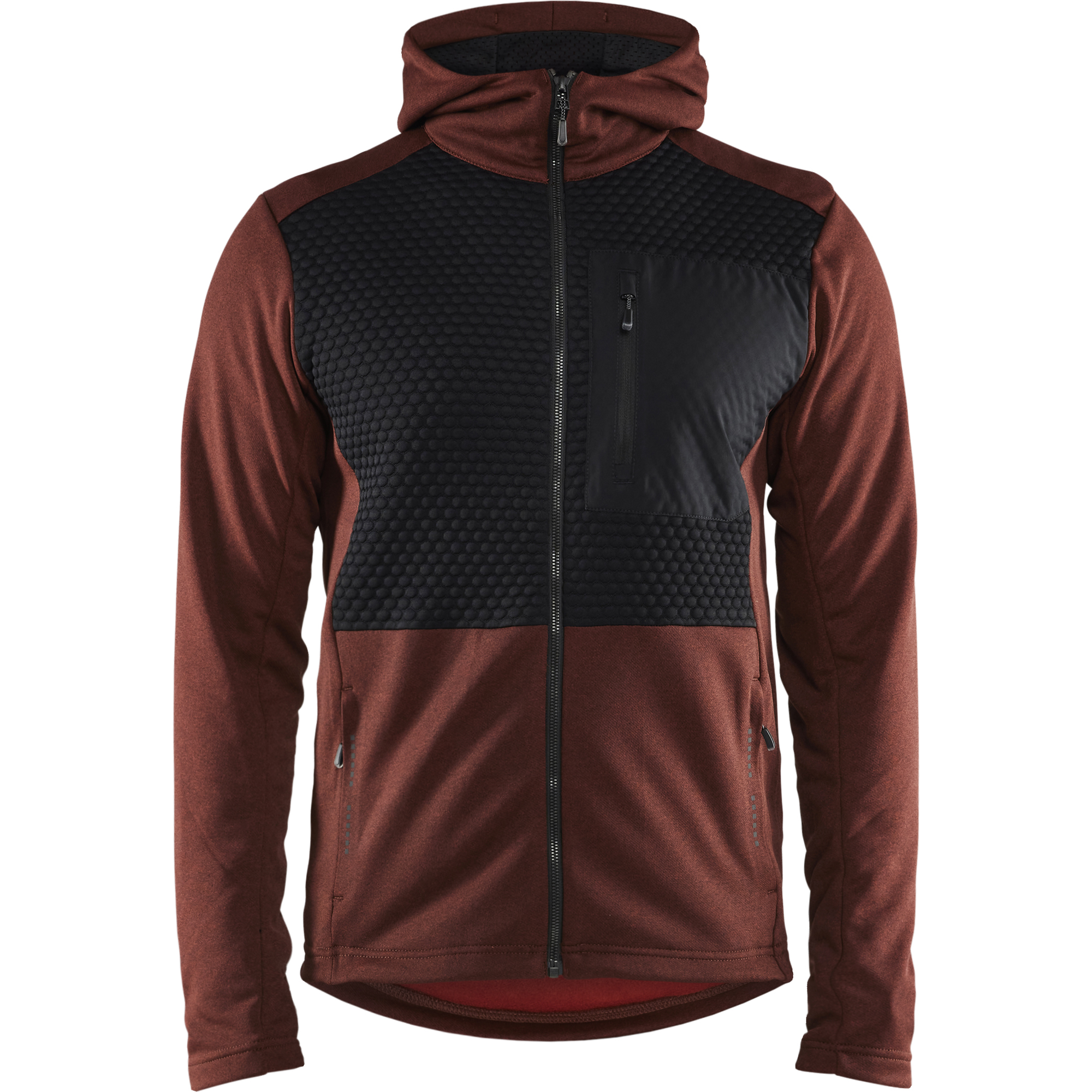 Blaklader Hooded Sweatshirt with Zipper, Rust Red/Black