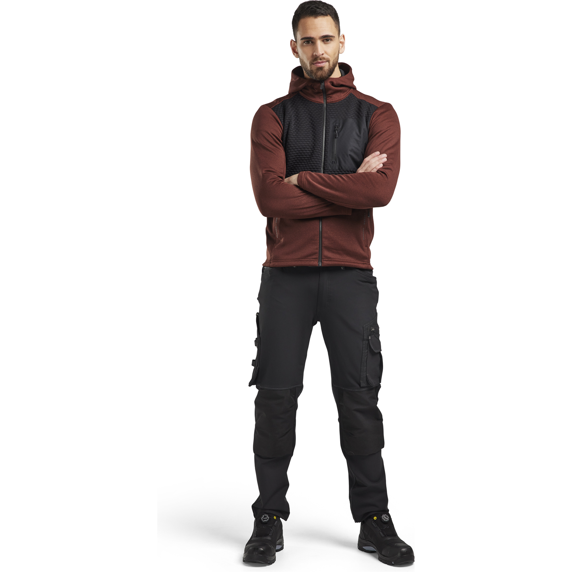 Blaklader Hooded Sweatshirt with Zipper, Rust Red/Black (5)