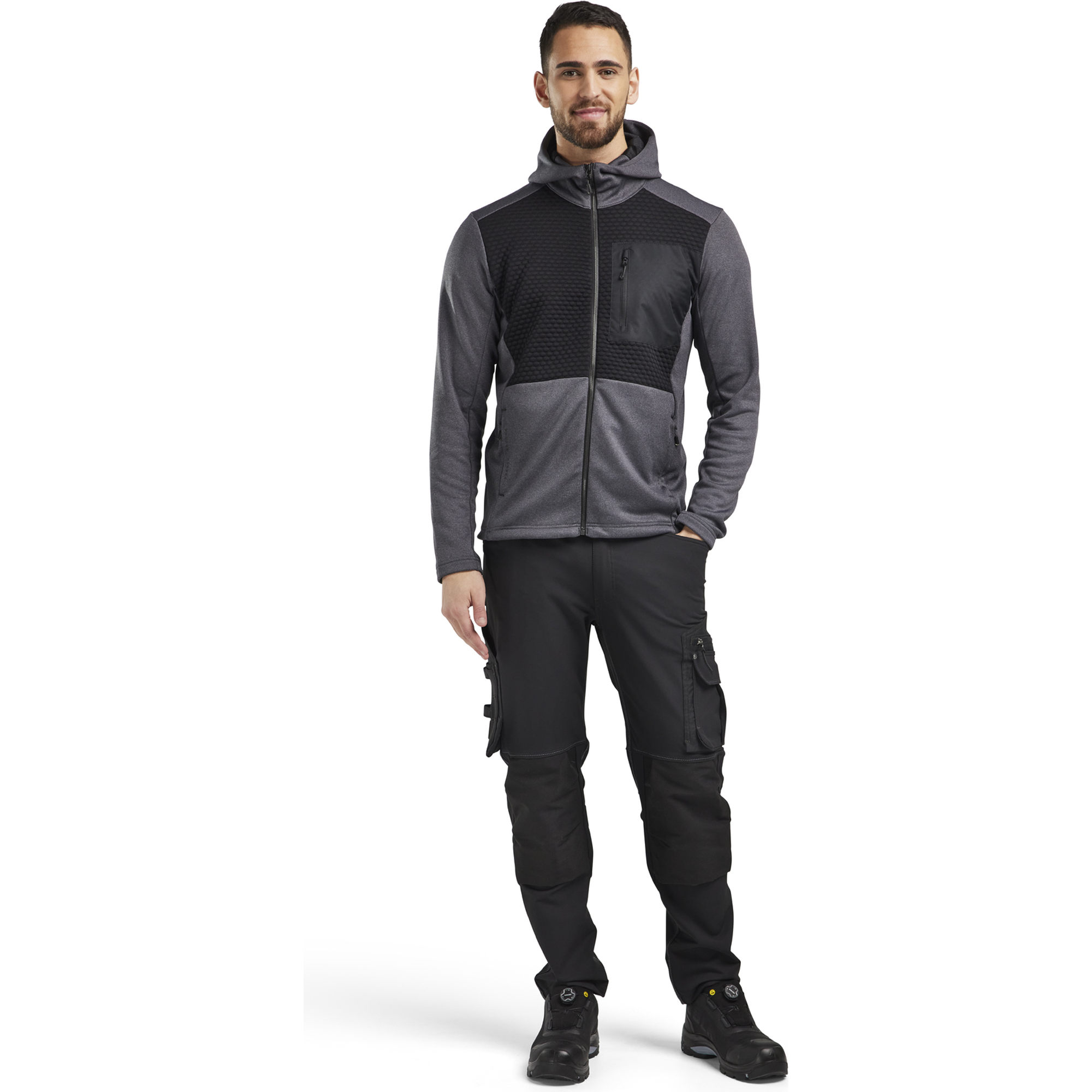 Blaklader Hooded Sweatshirt with Zip, Black Melange (5)
