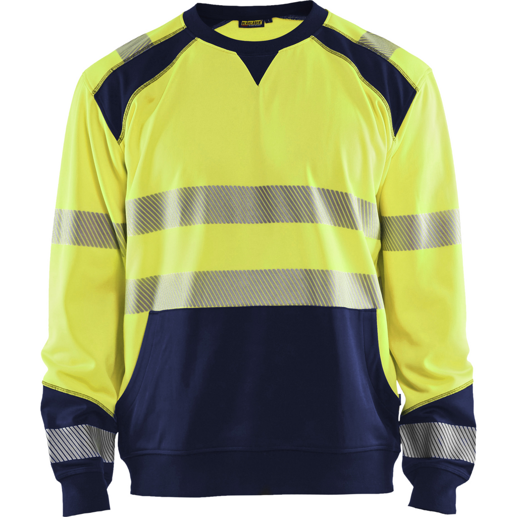 Blaklader High Vis Sweatshirt, Yellow/Navy Blue