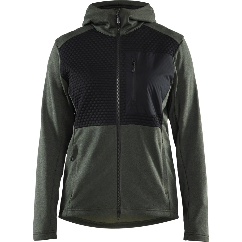 Blaklader Ladies Hooded Zip Sweatshirt, Autumn Green/Black