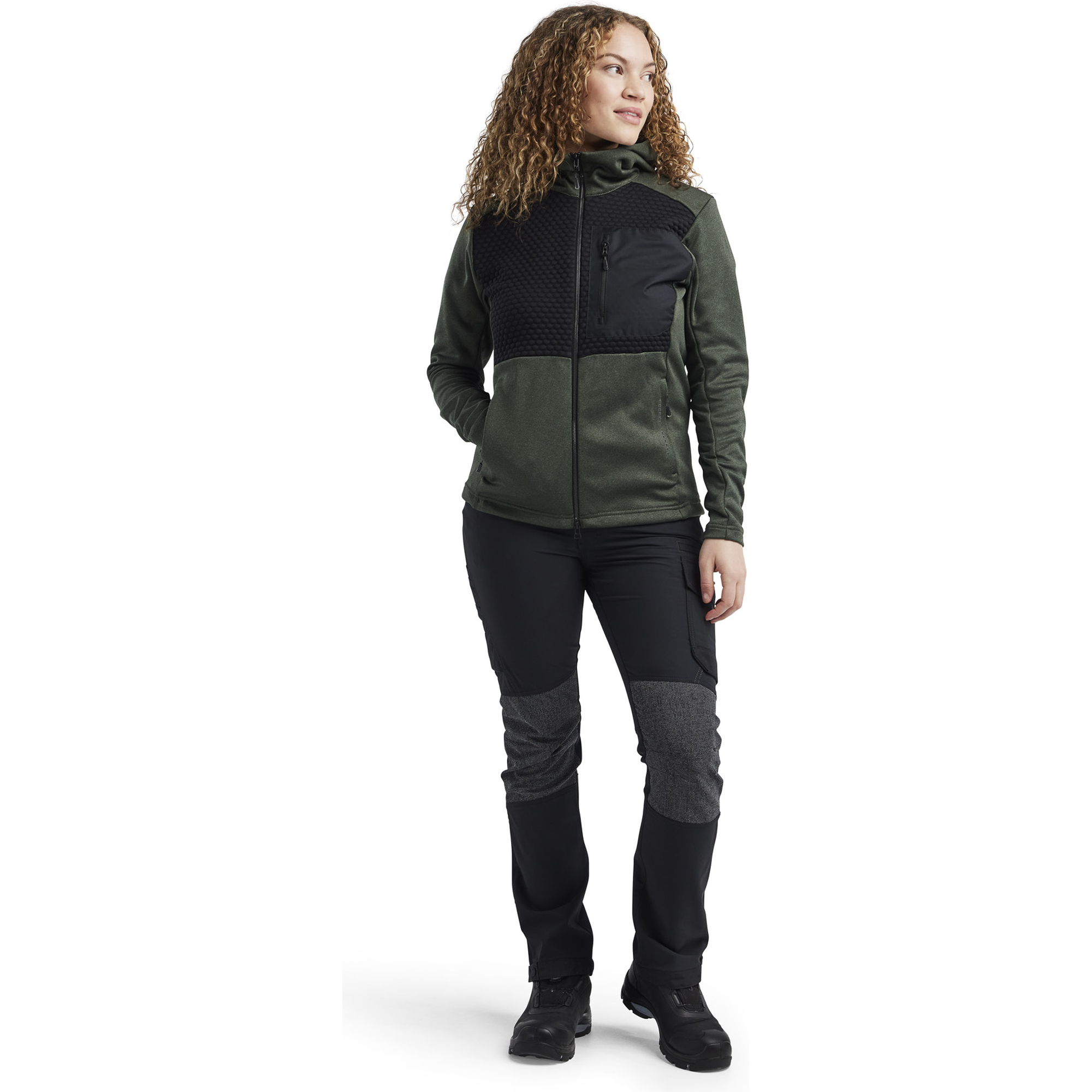 Blaklader Ladies Hooded Zip Sweatshirt, Autumn Green/Black (5)