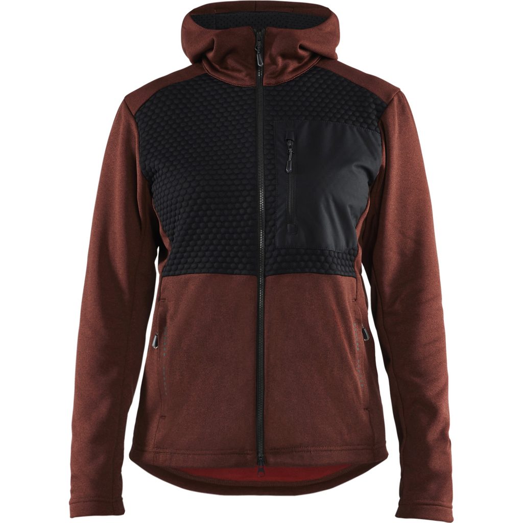 Blaklader Women's Hooded Sweatshirt with Zipper, Rust Red/Black