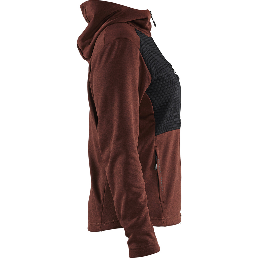 Blaklader Women's Hooded Sweatshirt with Zipper, Rust Red/Black (2)