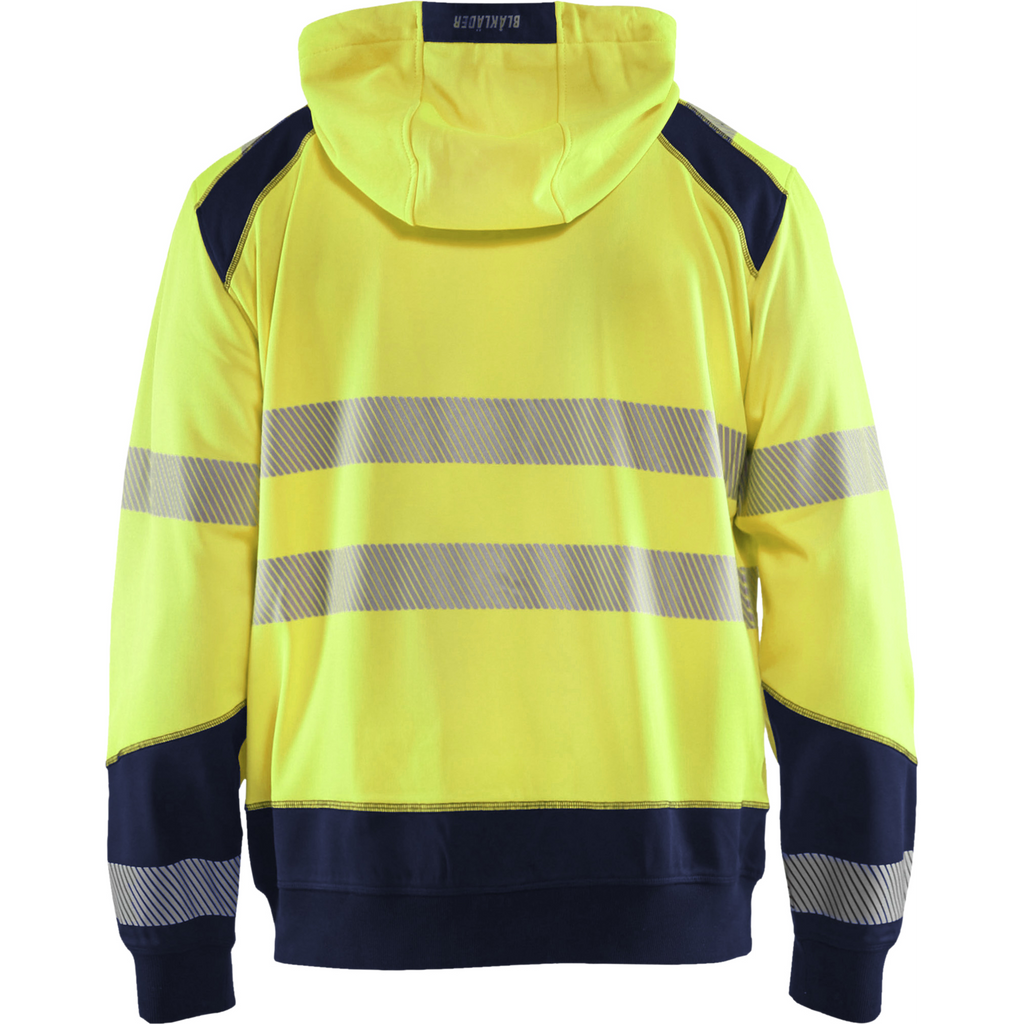 Blaklader High Vis Hooded Sweatshirt, Yellow/Navy Blue (4)