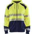 Blaklader High Vis Hooded Sweatshirt, Yellow/Navy Blue