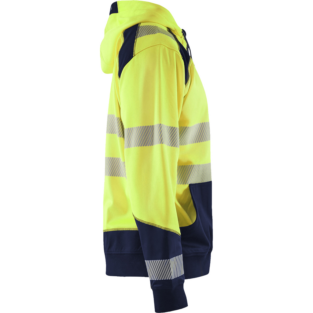 Blaklader High Vis Hooded Sweatshirt, Yellow/Navy Blue (2)