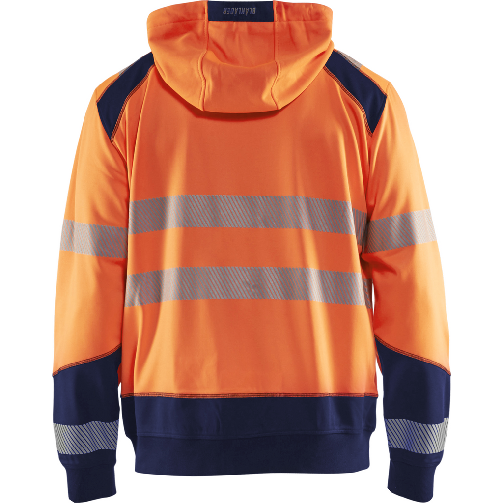 Blaklader High Vis Hooded Sweatshirt, Orange/Navy Blue (3)