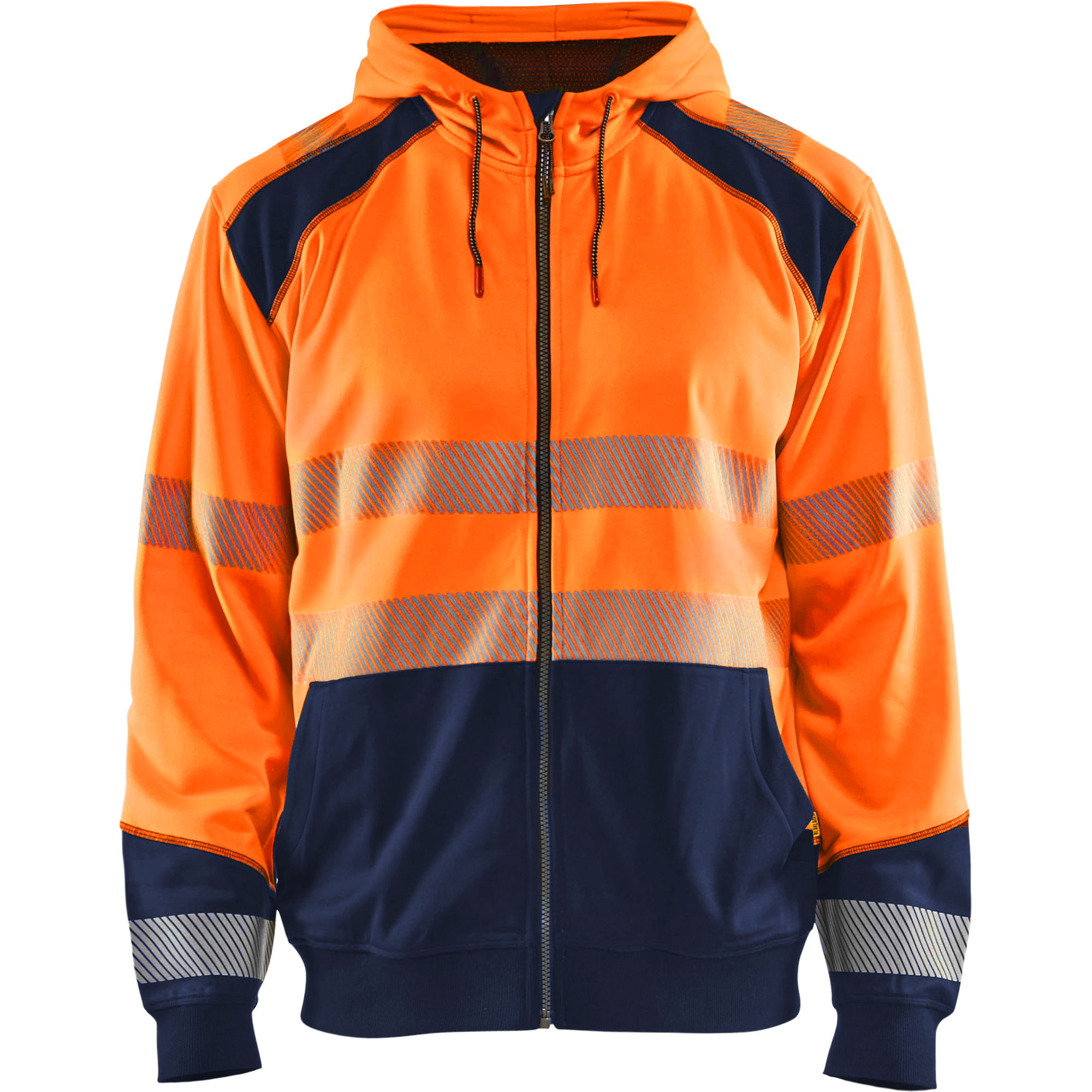 Blaklader High Vis Hooded Sweatshirt, Orange/Navy Blue