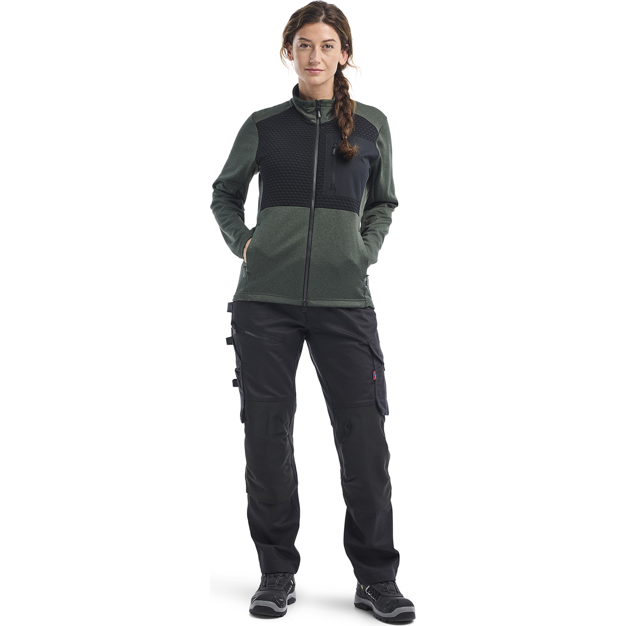 Blaklader Women's Full Zip Sweatshirt, Autumn Green/Black (5)
