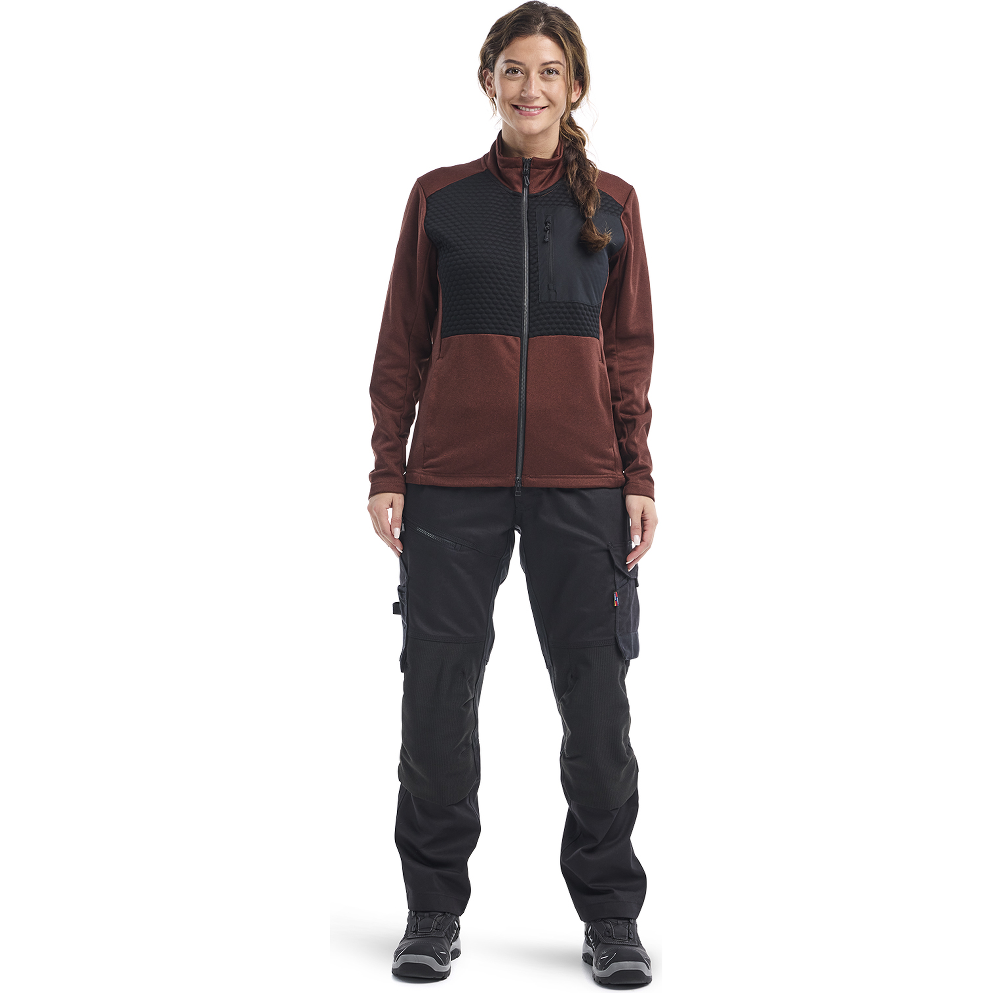 Blaklader Women's Full Zip Sweatshirt, Rust Red/Black (5)