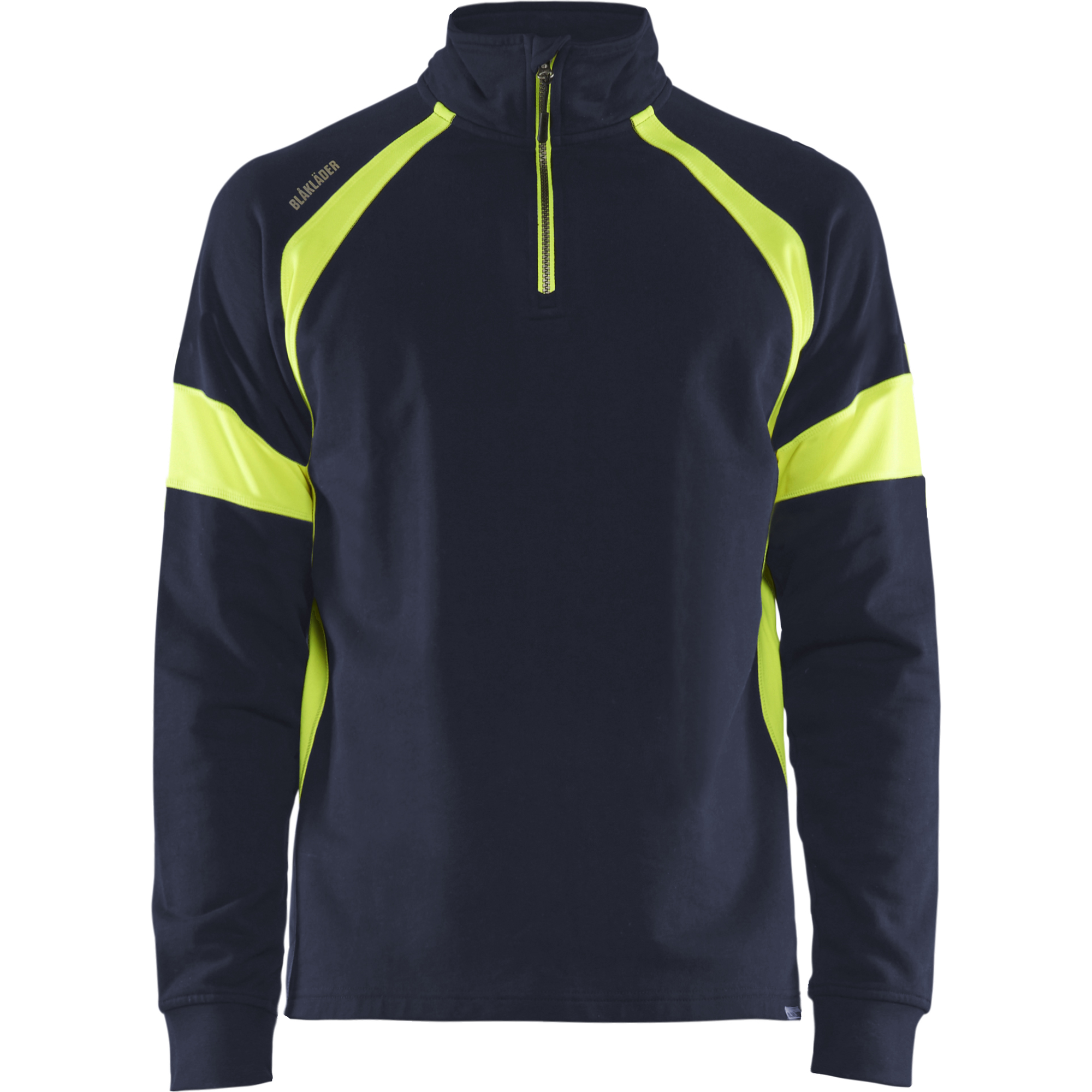 Blaklader Sweatshirt with High Vis Inserts, Navy/ Yellow
