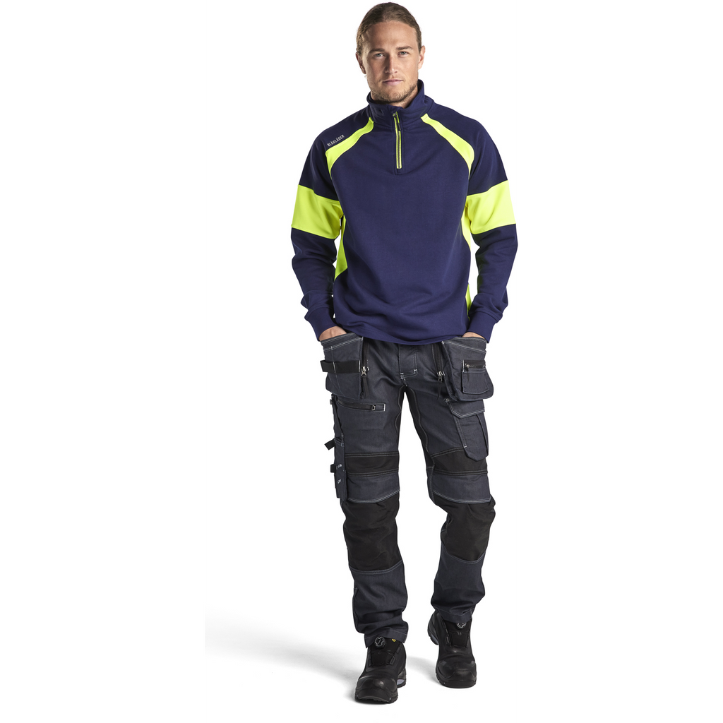 Blaklader Sweatshirt with High Vis Inserts, Navy/ Yellow (5)