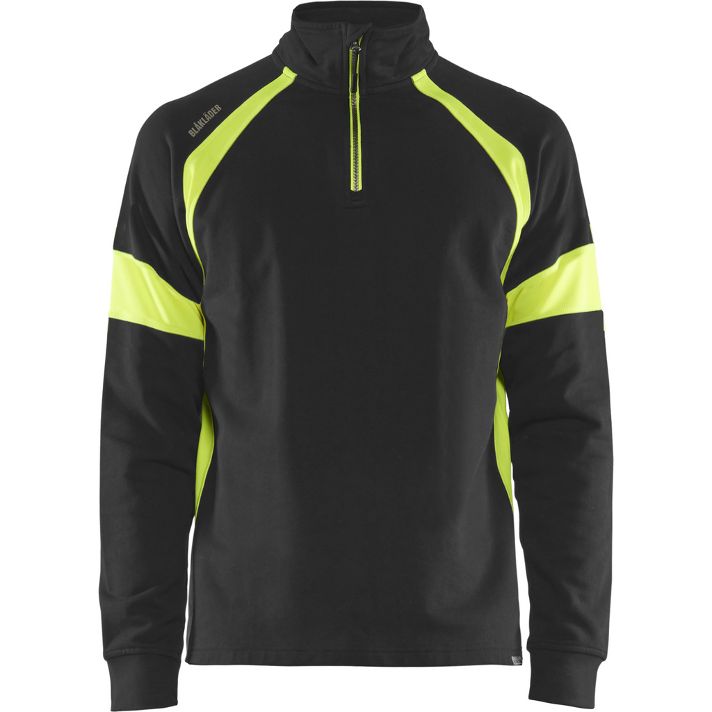 Blaklader Sweatshirt with High Vis Inserts, Black/Yellow
