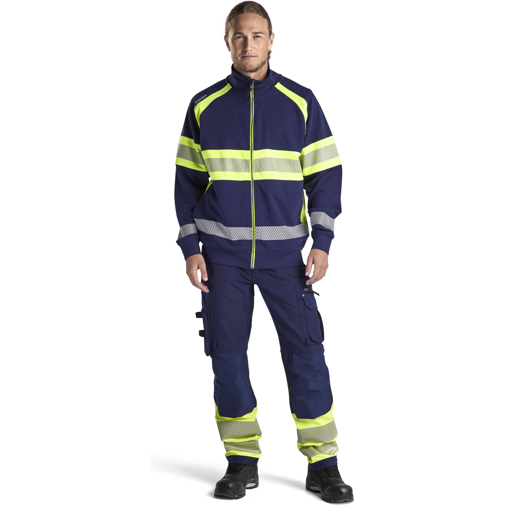 Blaklader High Vis Sweat Jacket, Navy Blue/ Yellow (5)