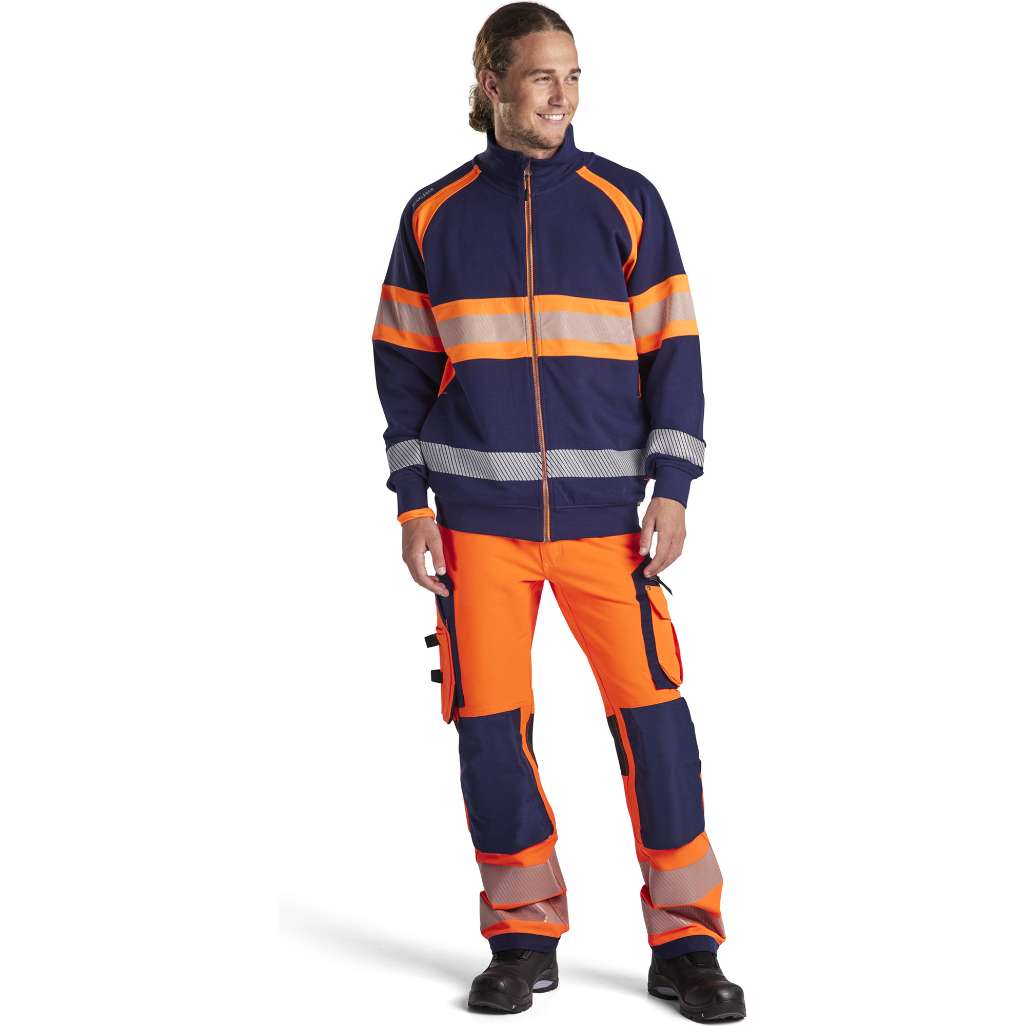 Blaklader High Vis Sweat Jacket, Navy Blue/Orange (5)