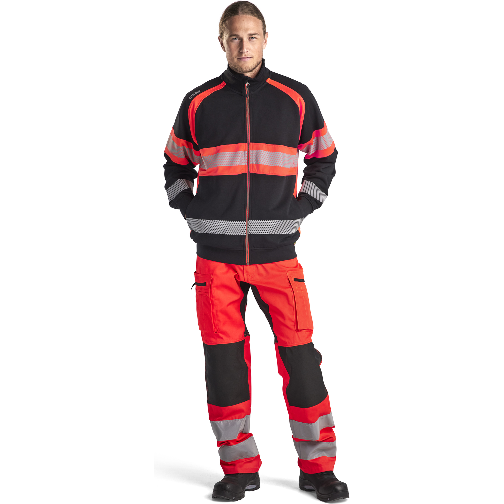 Blaklader High Vis Sweat Jacket, Black/High Vis Red (5)